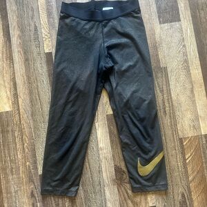 Nike Black and Gold Sparkle Athletic Leggings